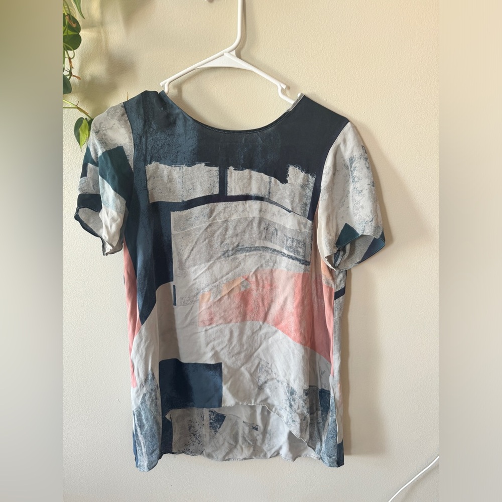 Wilfred Navy and Pink Abstract Blouse